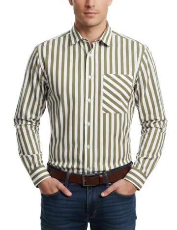 Camasa Zara, alb/verde