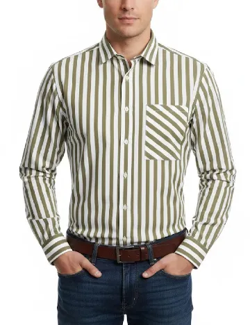 Camasa Zara, alb/verde