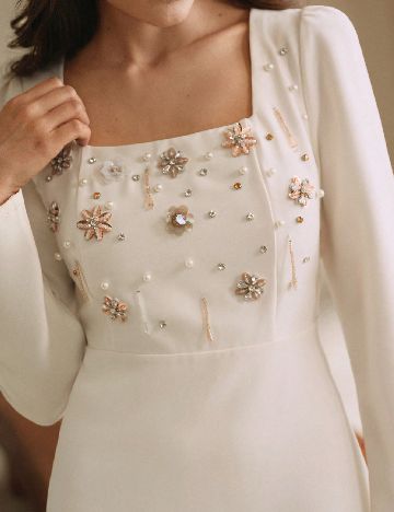 Rochie scurta Anewsta, ecru