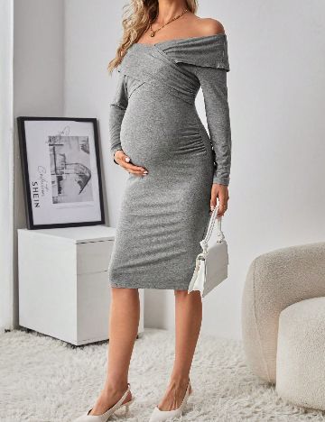 Rochie medie SHEIN Maternity, gri