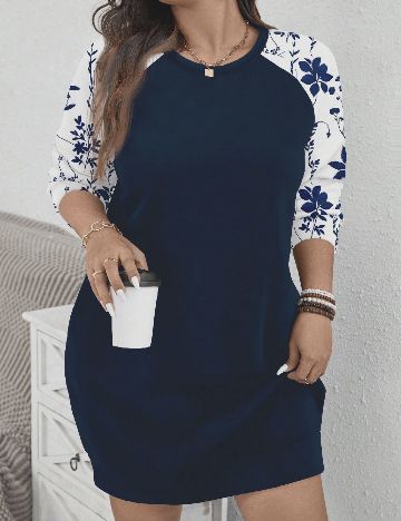 Rochie scurta Emery Rose Curve, bleumarin