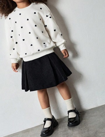 Bluza Shein Kids, ecru/negru