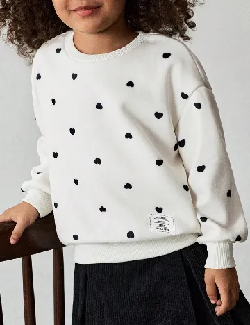 Bluza Shein Kids, ecru/negru