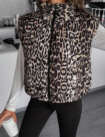 Vesta Reversibilia SHEIN, animal print/bej