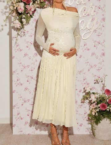 Rochie lunga SHEIN Maternity, crem