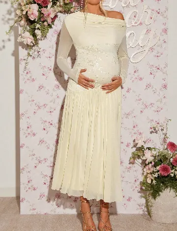 Rochie lunga SHEIN Maternity, crem