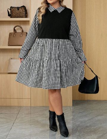 Rochie scurta SHEIN CURVE, negru/alb