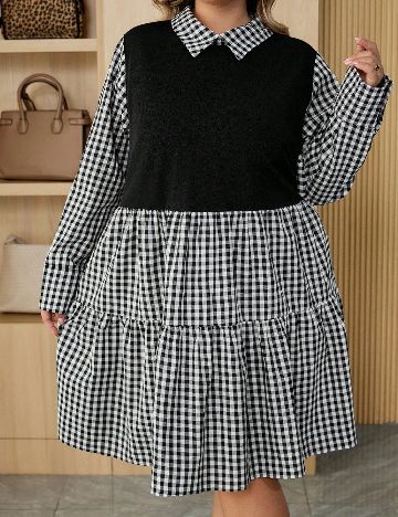 Rochie scurta SHEIN CURVE, negru/alb