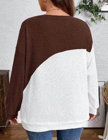 Bluza SHEIN CURVE, maro/alb