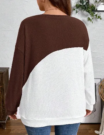 Bluza SHEIN CURVE, maro/alb