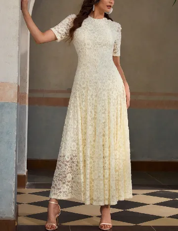 Rochie lunga Zeylah, ecru