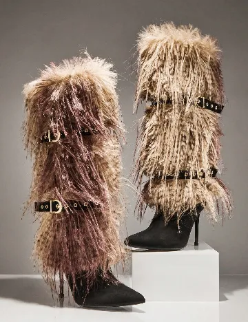 Cizme SHEIN, maro/negru