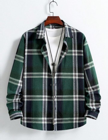 Camasa SHEIN Plus Size Men, verde