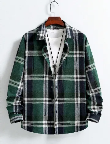 Camasa SHEIN Plus Size Men, verde