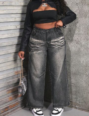 Blugi SHEIN CURVE, gri inchis