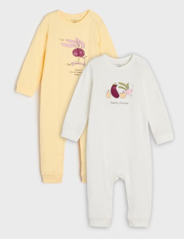 Set salopete 2 bucati Sinsay, galben/alb