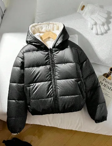 Geaca reversibila Shein Kids, alb/negru