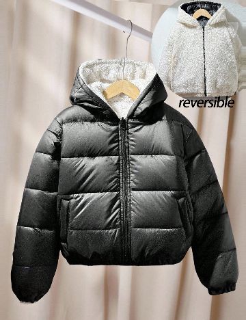 Geaca reversibila Shein Kids, alb/negru