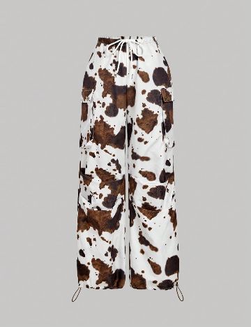 Pantaloni SHEIN, alb/maro