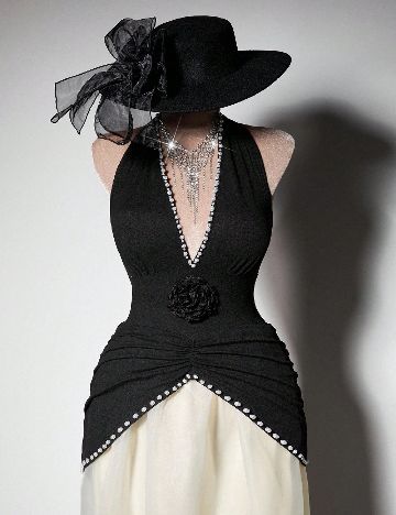 Rochie lunga SHEIN CURVE, negru/ecru