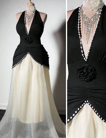 Rochie lunga SHEIN CURVE, negru/ecru