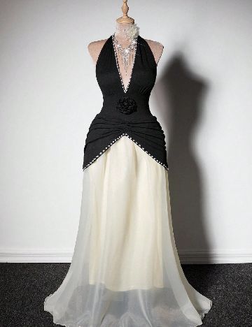 Rochie lunga SHEIN CURVE, negru/ecru