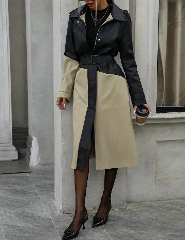 Palton Aveloria, bej/negru