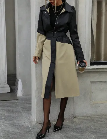 Palton Aveloria, bej/negru