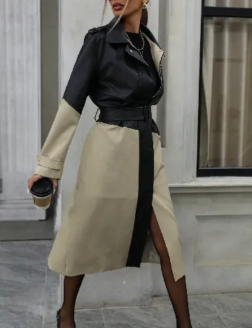 Palton Aveloria, bej/negru