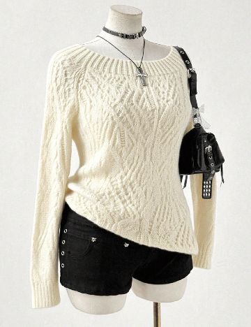 Pulover SHEIN CURVE, ecru