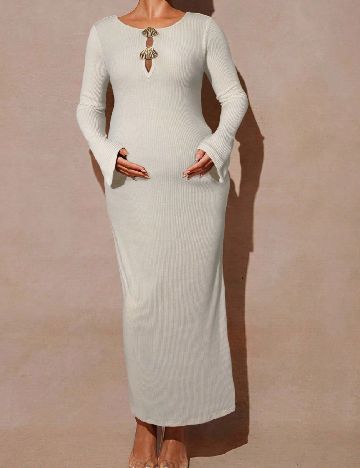 Rochie lunga SHEIN Maternity, ecru