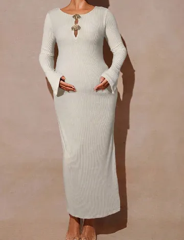Rochie lunga SHEIN Maternity, ecru
