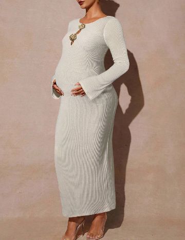 Rochie lunga SHEIN Maternity, ecru