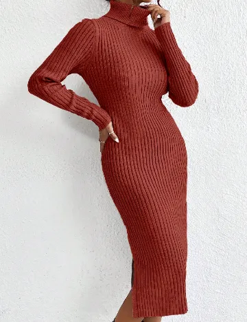 Rochie medie SHEIN, caramiziu