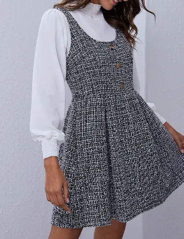 Rochie scurta SHEIN CURVE, alb/negru