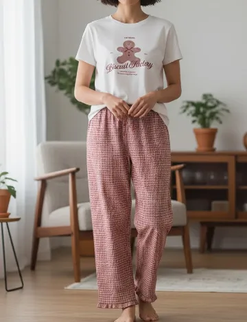 Pijama Reserved, alb/rosu