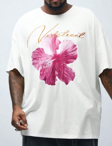 Tricou SHEIN Plus Size Men, alb