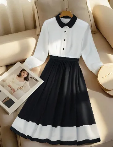 Rochie lunga SHEIN, alb/negru