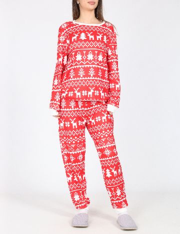 Pijama SHEIN, rosu/alb