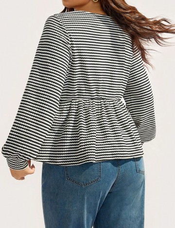 Bluza SHEIN CURVE, crem/negru