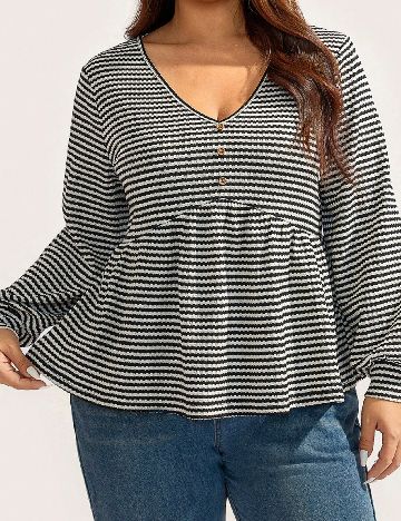 Bluza SHEIN CURVE, crem/negru