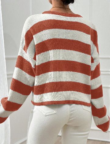 Cardigan SHEIN, portocaliu/alb