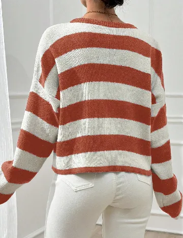 Cardigan SHEIN, portocaliu/alb