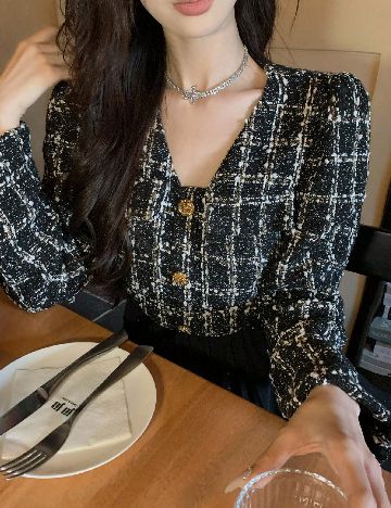 Rochie medie Dazy, negru/alb