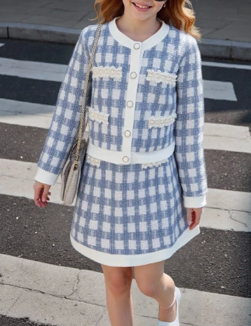 Compleu Shein Kids, alb/albastru