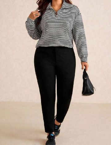 Bluza SHEIN CURVE, negru/alb