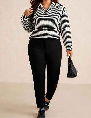 Bluza SHEIN CURVE, negru/alb