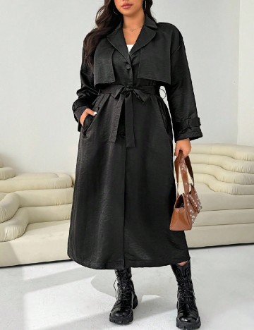 Trench SHEIN CURVE, negru