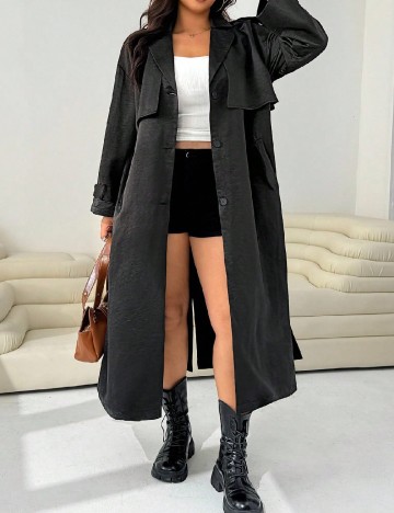 Trench SHEIN CURVE, negru