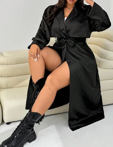 Trench SHEIN CURVE, negru